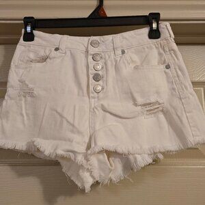 White Refuge Distressed Shorts